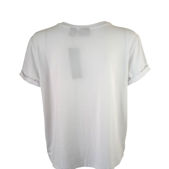 NWT Rachel Zoe White Crew Neck Short Cuffed Sleeve Tee T-Shirt - Picture 3 of 7
